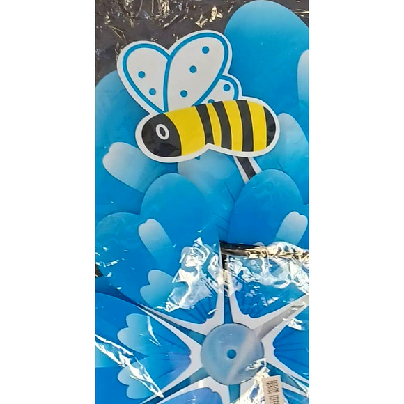Garden Stake Wind Spinner NEW Double Petal with Bee Center includes the Stake - Picture 2 of 4